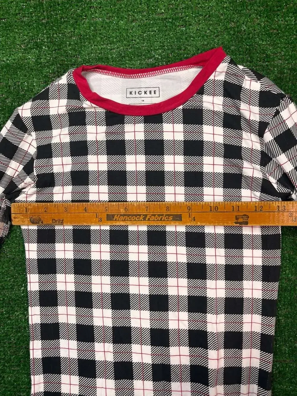 Kickee Buffalo Check Pajama Set Size 14 Black White Red Plaid Long Sleeve